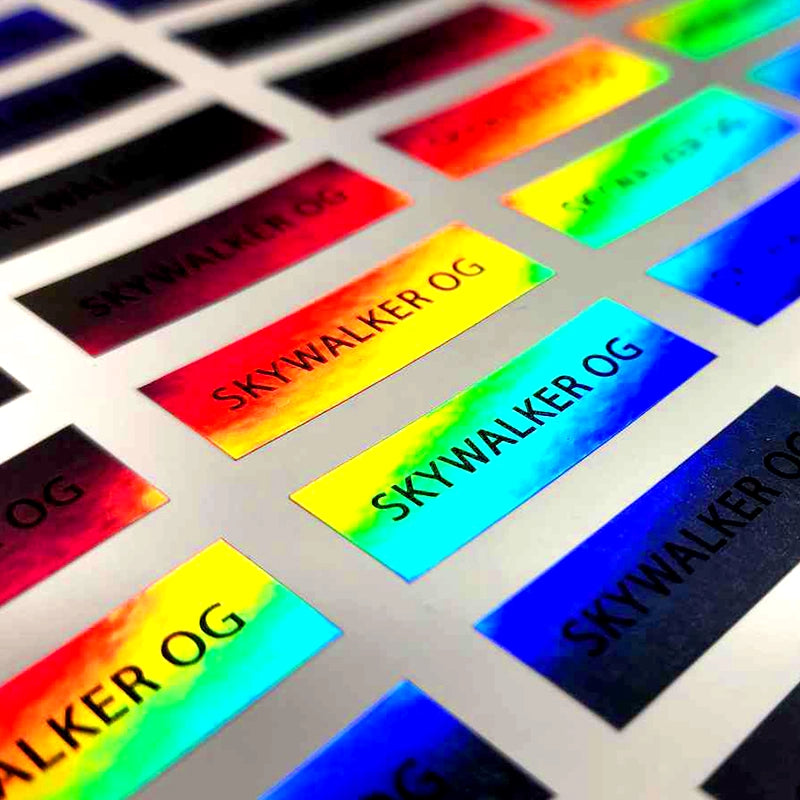 Foil Holographic flavor labels